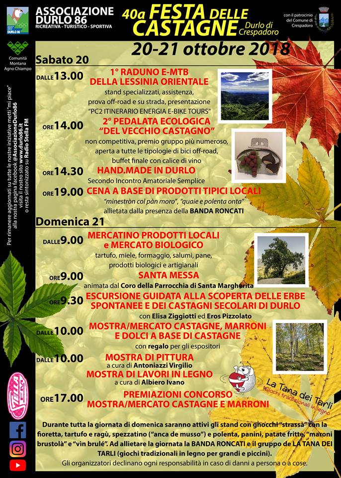 40° FESTA DELLE CASTAGNE – PRESENTAZIONE PROGETTO CHIAVE 2 “ITINERARIO ENERGIA E-BIKE TOURS”