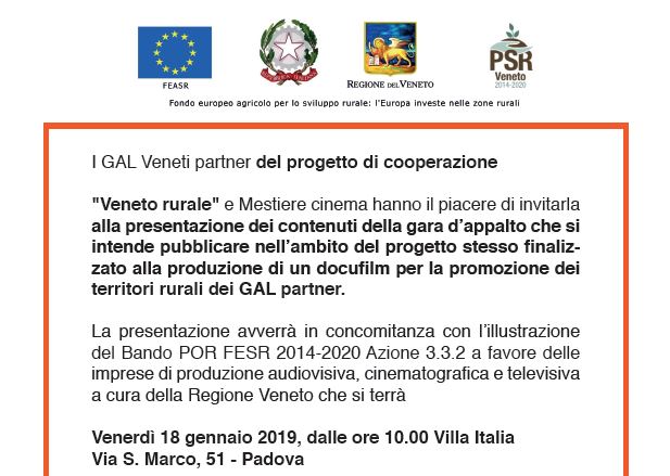 PRESENTAZIONE DEI CONTENUTI DELLA GARA D’APPALTO CHE SI INTENDE PUBBLICARE NELL’AMBITO DEL PROGETTO DI COOPERAZIONE “VENETO RURALE”